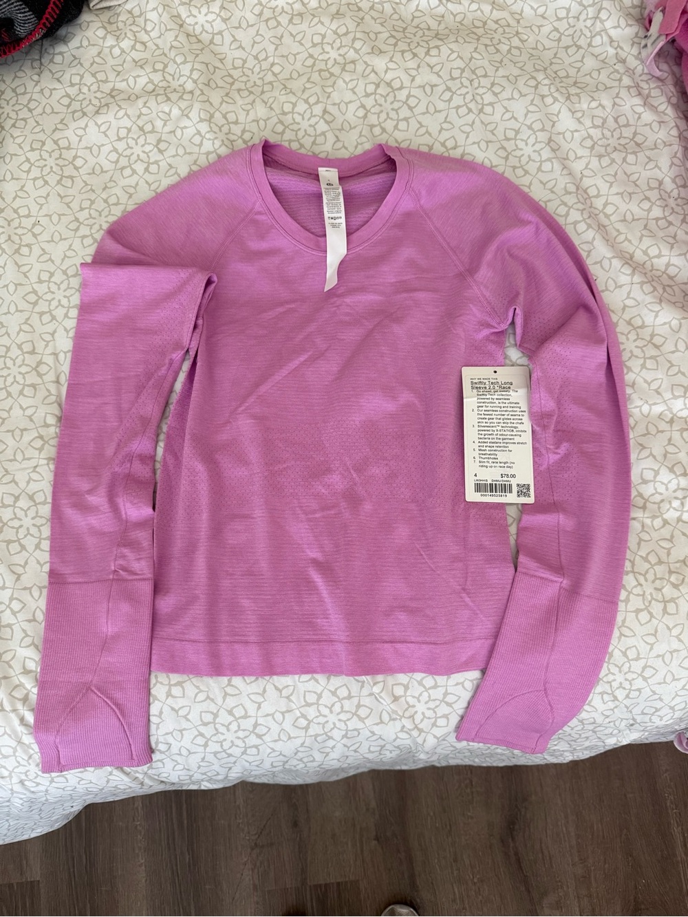 lululemon swiftly tech long sleeve size 4 Dahlia Muave